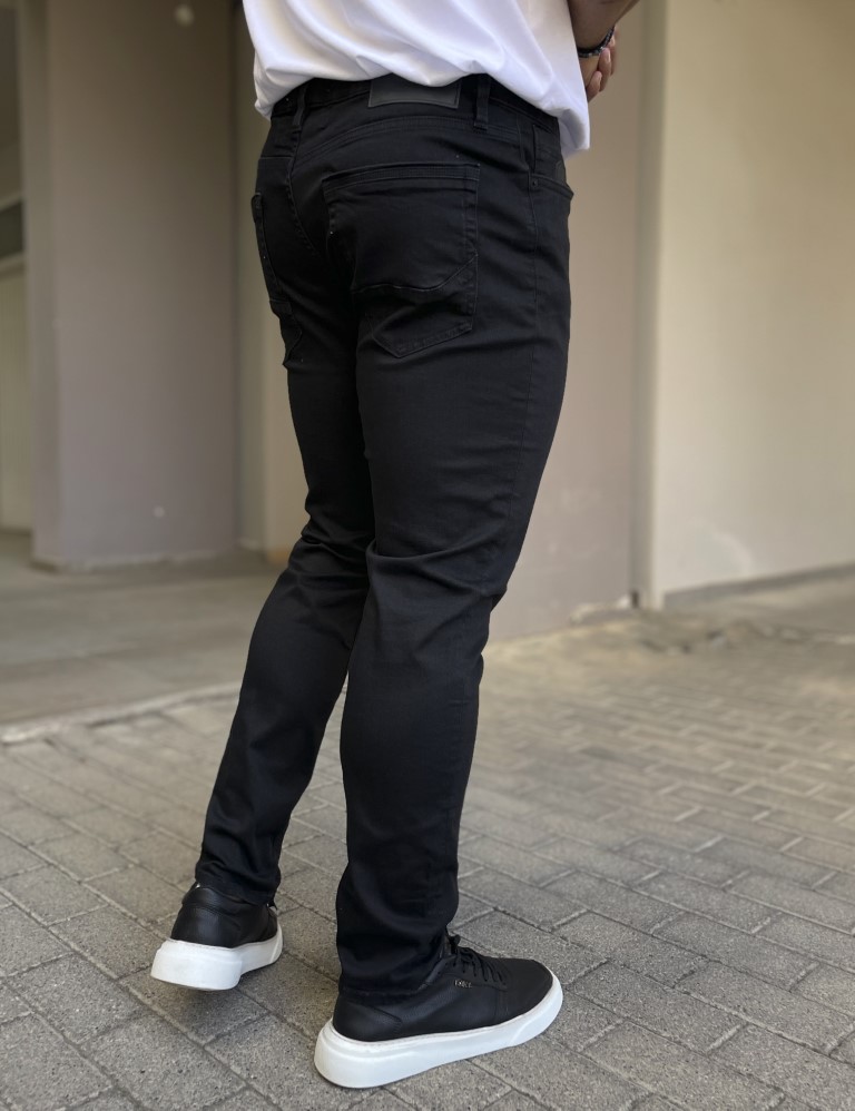 Ανδρικό μαύρο τζιν ελαστικό ίσια γραμμή με κουμπιά GB55272 φωτογραφία